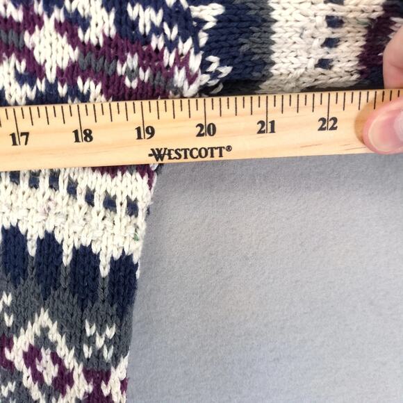 Vintage 80s 90s Nowell's Pullover Knit Fair Isle Sweater Men's M Made USA Cotton - Picture 5 of 10
